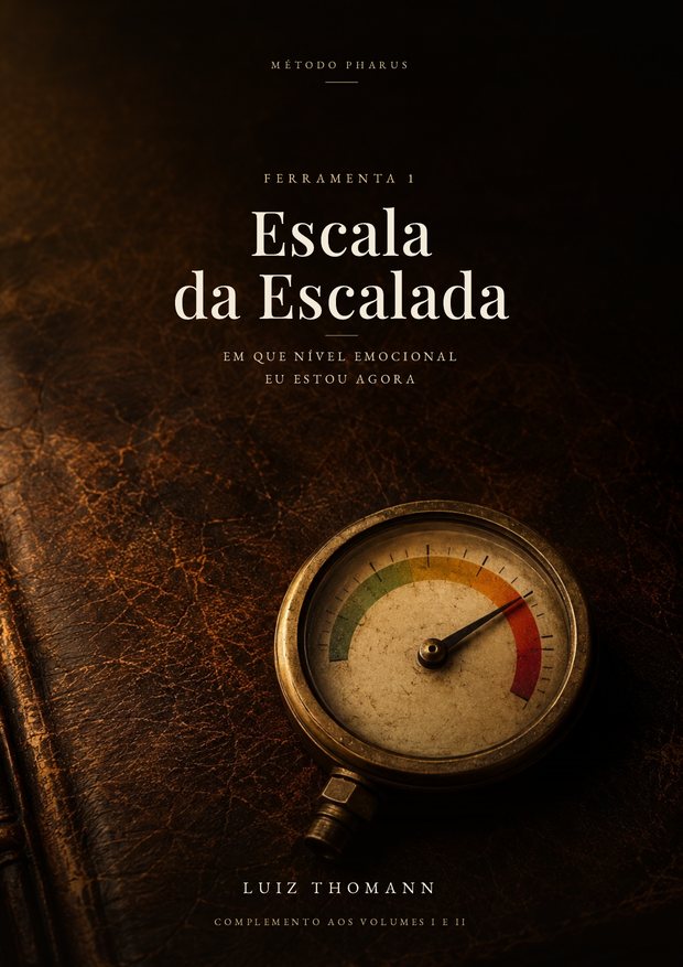 Capa da Ferramenta 1, Escala da Escalada, com um manômetro antigo sobre couro